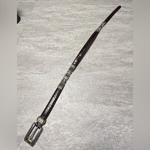 Brighton Women's Vintage Leather Belt Brown Alligator Embossed, Size Medium